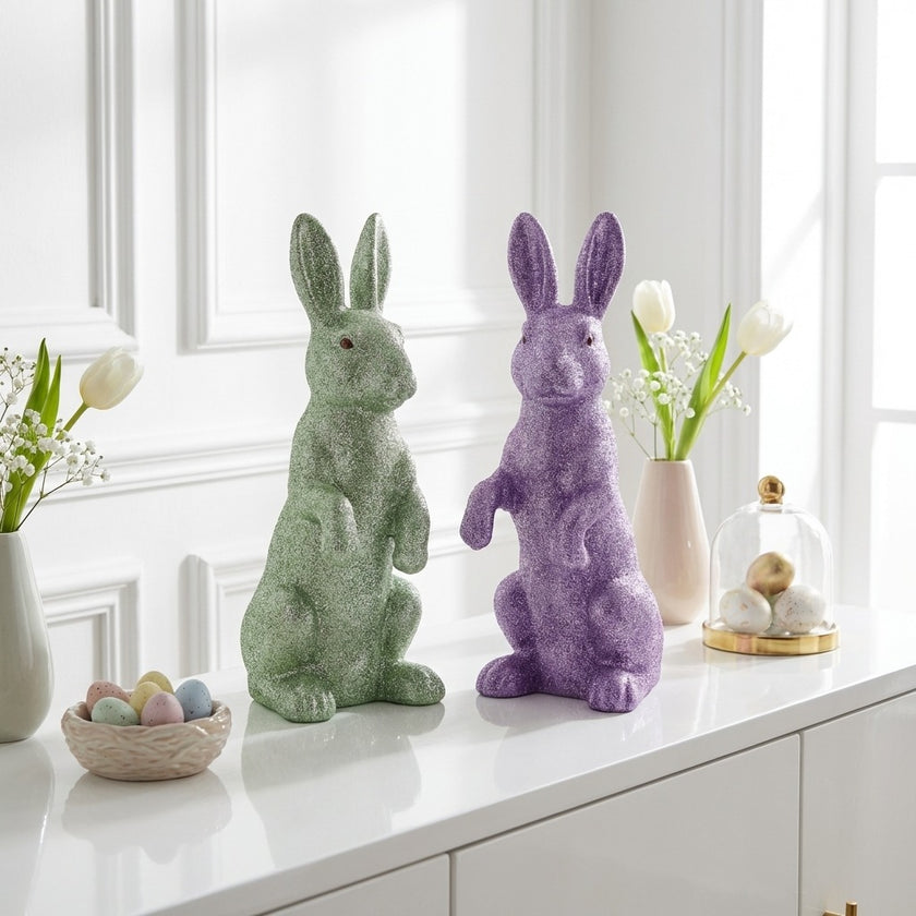 Iepuraș de Paște verde cu sclipici 44cm