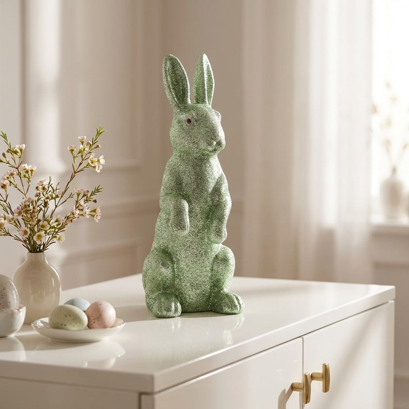 Iepuraș de Paște verde cu sclipici 44cm