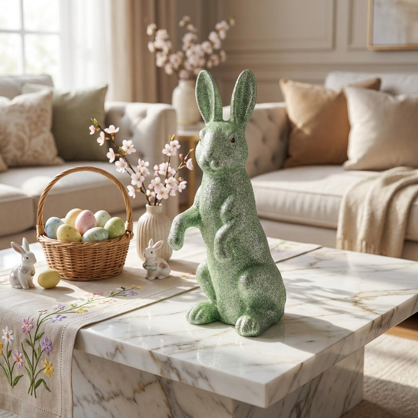 Iepuraș de Paște verde cu sclipici 44cm