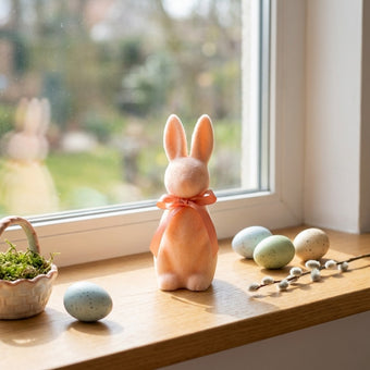 Iepuraș de Paște portocaliu catifelat 15cm