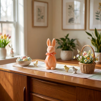 Iepuraș de Paște portocaliu catifelat 15cm