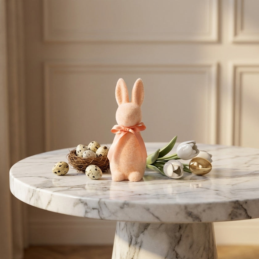 Iepuraș de Paște portocaliu catifelat 15cm