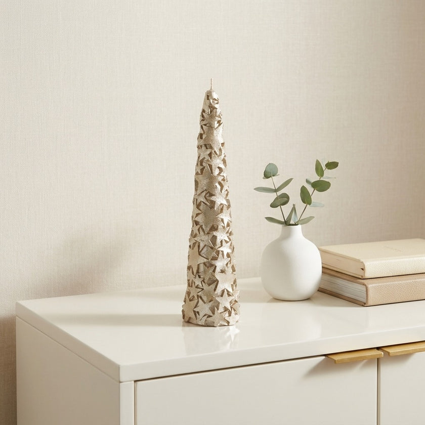 Lumânare aurie cu stele 29cm