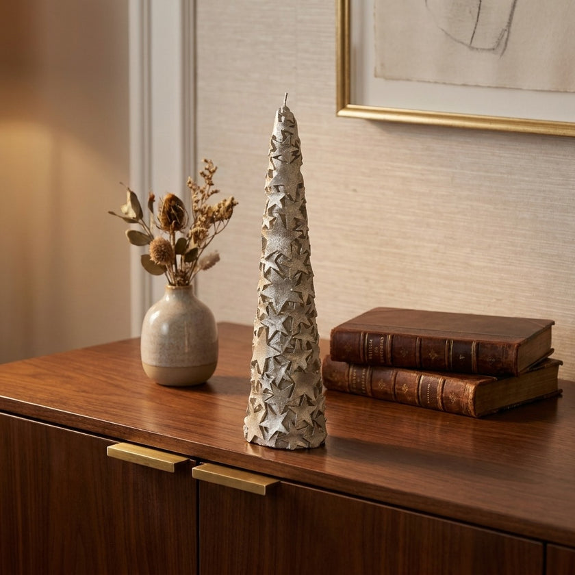 Lumânare aurie cu stele 29cm