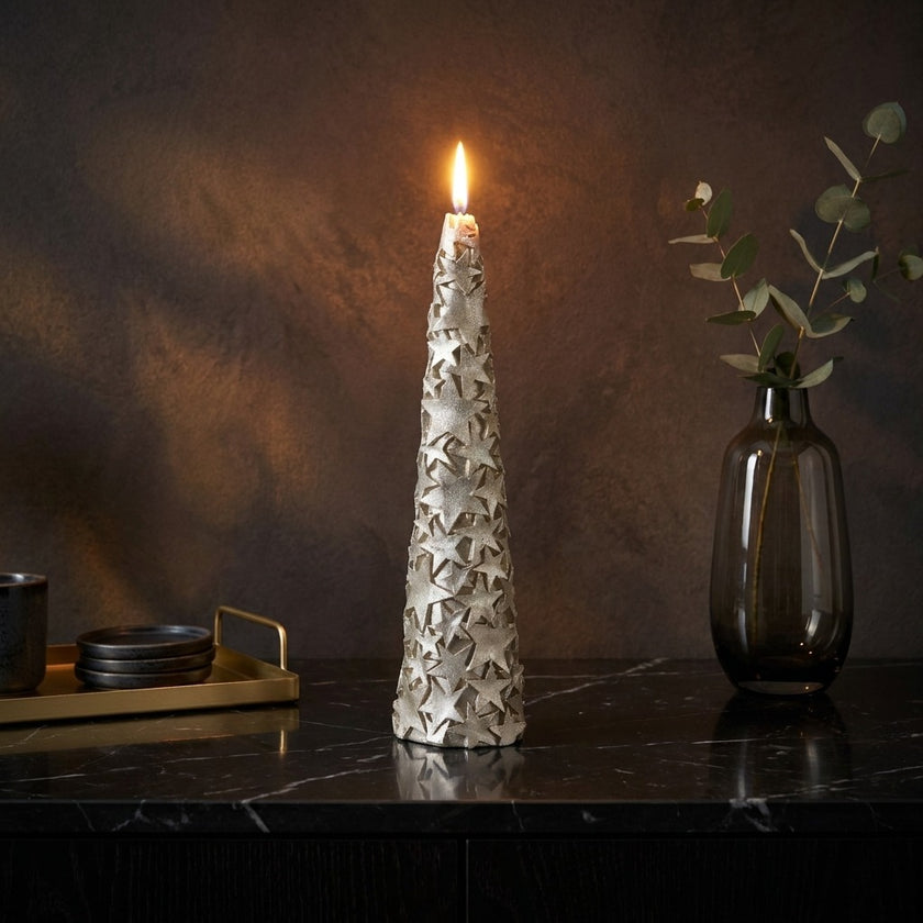Lumânare aurie cu stele 29cm