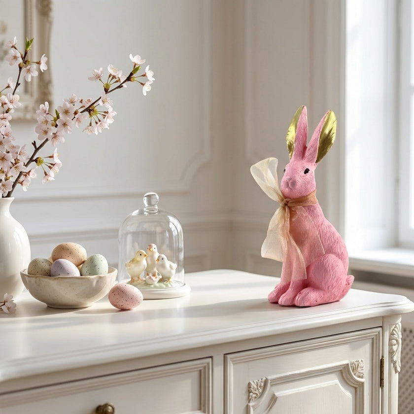 Iepuraș de Paște roz 14cm