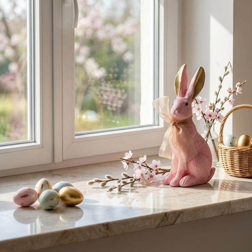 Iepuraș de Paște roz 14cm