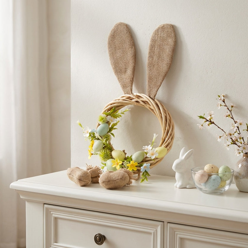 Coroniță de Paște iepuraș cu ouă decorative