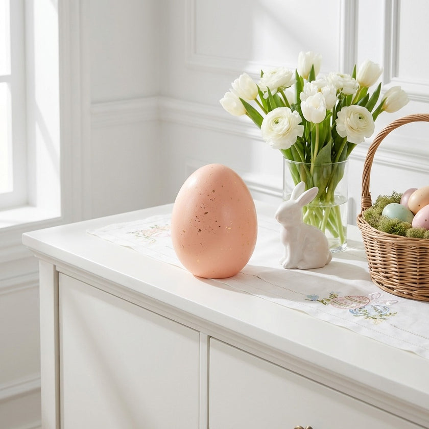 Ou decorativ de Paște roz intens 14cm