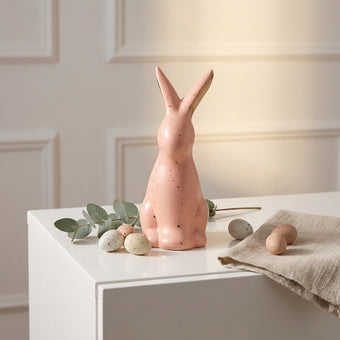Iepuraș de Paște din ceramică roz intens 18cm