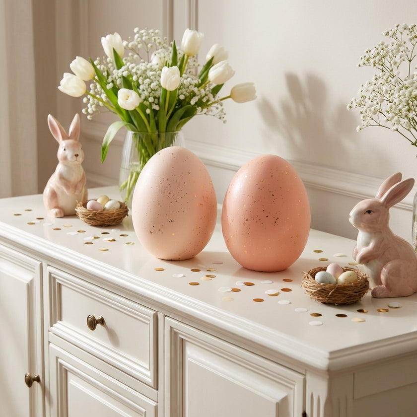 Ou decorativ de Paște roz 14cm