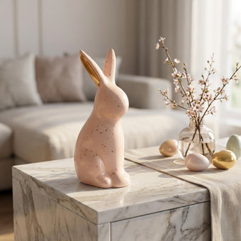 Iepuraș de Paște din ceramică roz 18cm