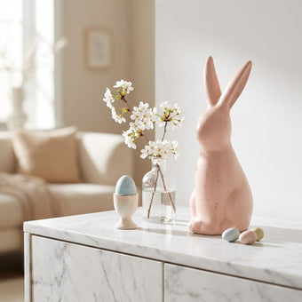 Iepuraș de Paște din ceramică roz 25cm