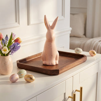 Iepuraș de Paște din ceramică roz 25cm