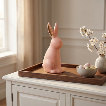 Iepuraș de Paște din ceramică roz intens 25cm