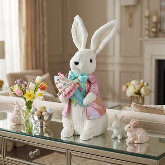 Iepuraș de Paște textil cu înghețată 41cm