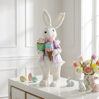 Iepuraș de Paște textil cu înghețată 60cm