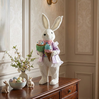 Iepuraș de Paște textil cu înghețată 60cm