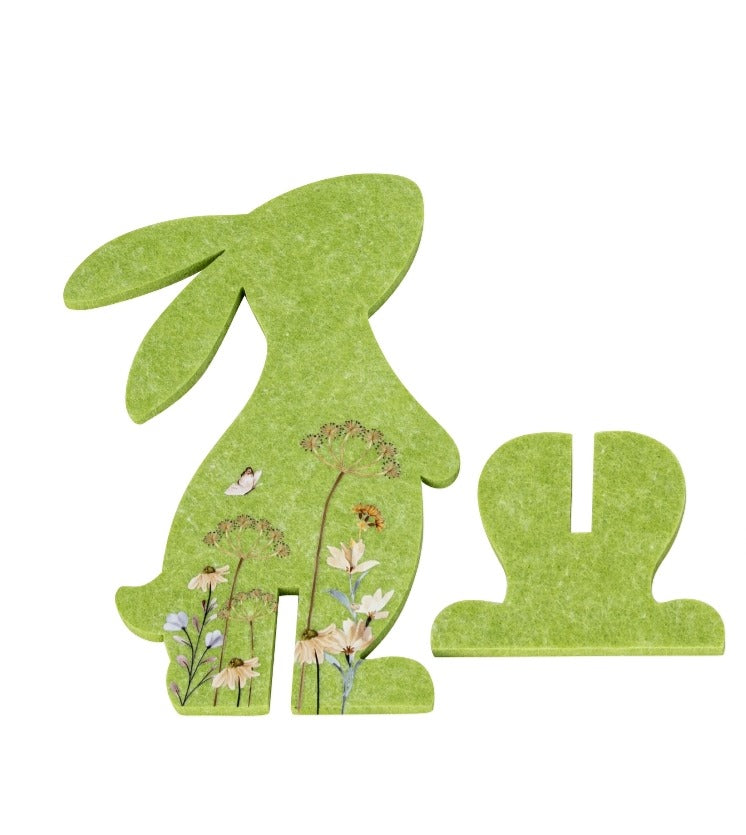 Iepuraș de Paște din pâslă verde 25cm