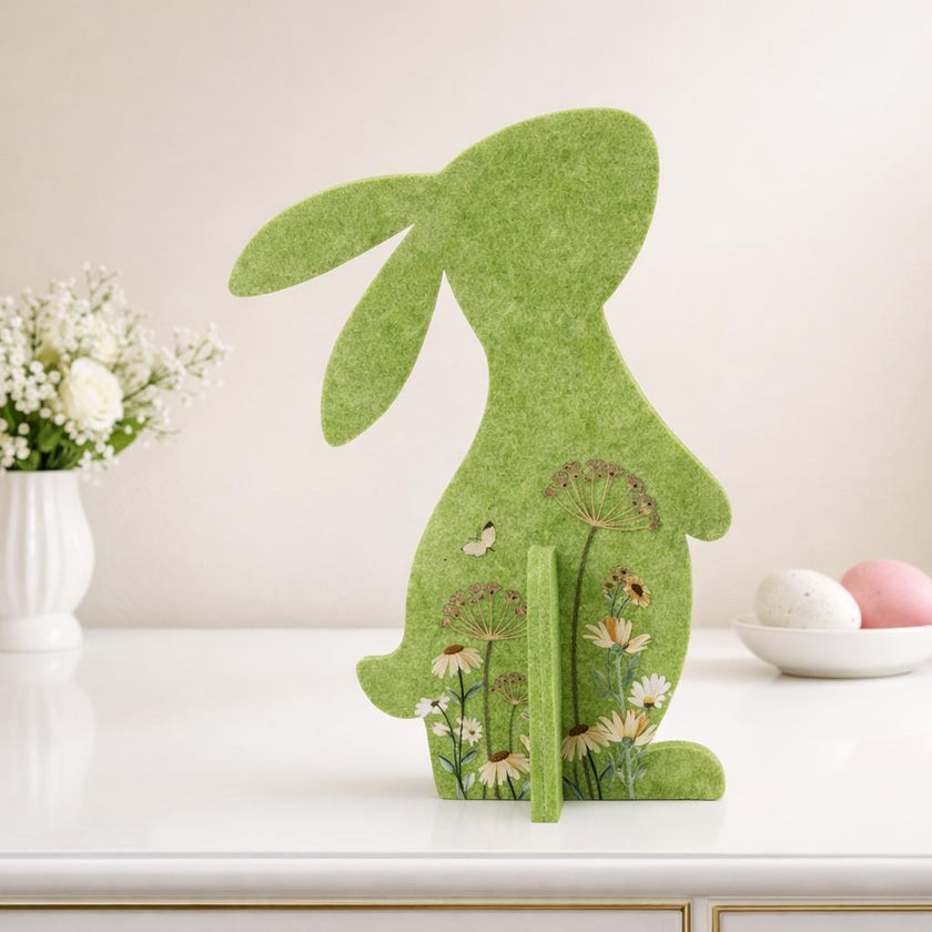 Iepuraș de Paște din pâslă verde 25cm
