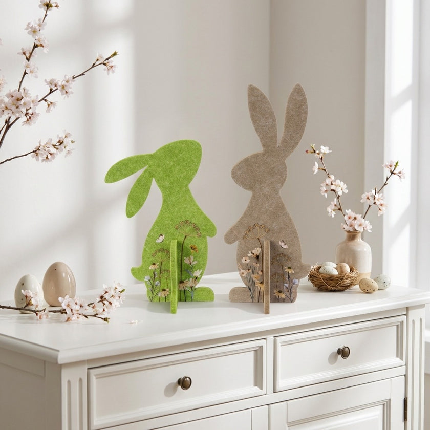 Iepuraș de Paște din pâslă maro 33cm