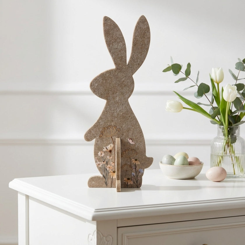 Iepuraș de Paște din pâslă maro 33cm