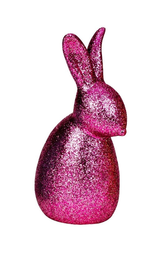 Iepuraș de Paște roz cu sclipici 23cm