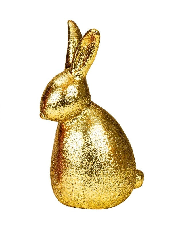 Iepuraș de Paște auriu cu sclipici 23cm