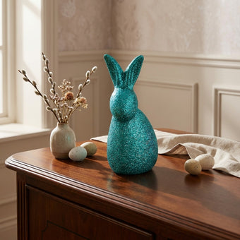 Iepuraș de Paște verde cu sclipici 23cm