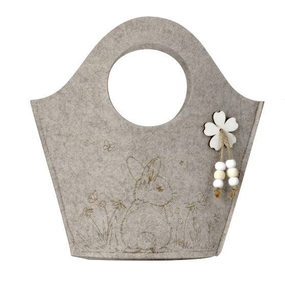 Coșuleț de Paște din pâslă bej 24cm