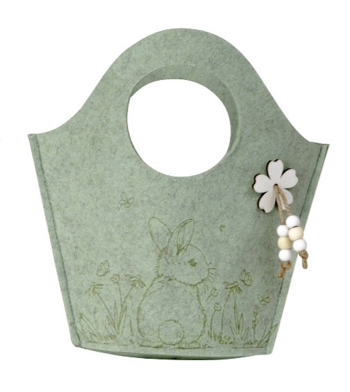 Coșuleț de Paște din pâslă verde 24cm