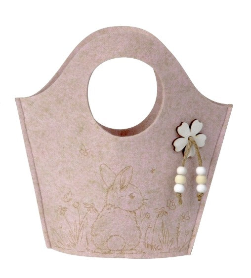 Coșuleț de Paște din pâslă roz 24cm