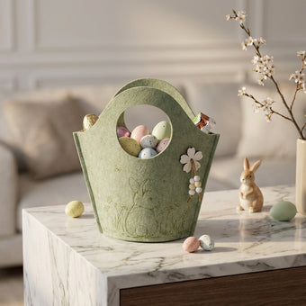 Coșuleț de Paște din pâslă verde 24cm