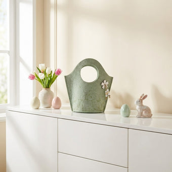 Coșuleț de Paște din pâslă verde 24cm