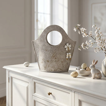 Coșuleț de Paște din pâslă bej 24cm