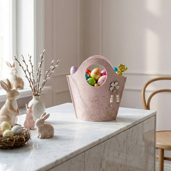 Coșuleț de Paște din pâslă roz 24cm