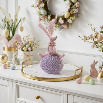 Figurină iepuraș de Paște pe ou mov