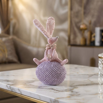 Figurină iepuraș de Paște pe ou mov