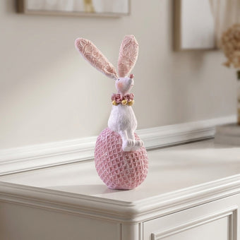 Figurină iepuraș de Paște pe ou roz