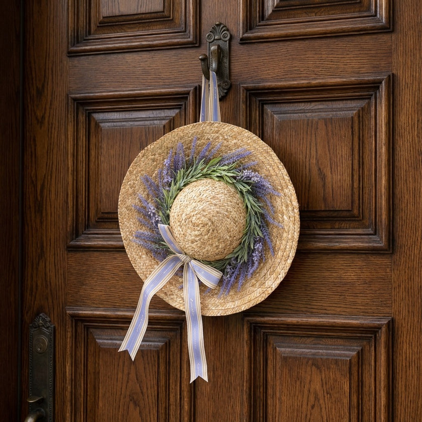 Coroniță decorativă pălărie cu lavandă 44cm