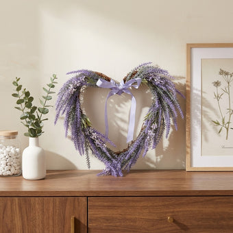 Coroniță decorativă inimă cu lavandă 38cm