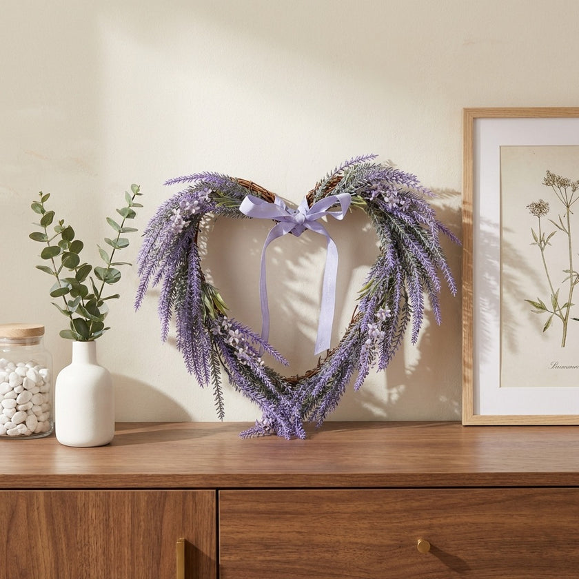 Coroniță decorativă inimă cu lavandă 38cm