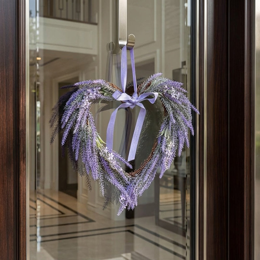 Coroniță decorativă inimă cu lavandă 38cm