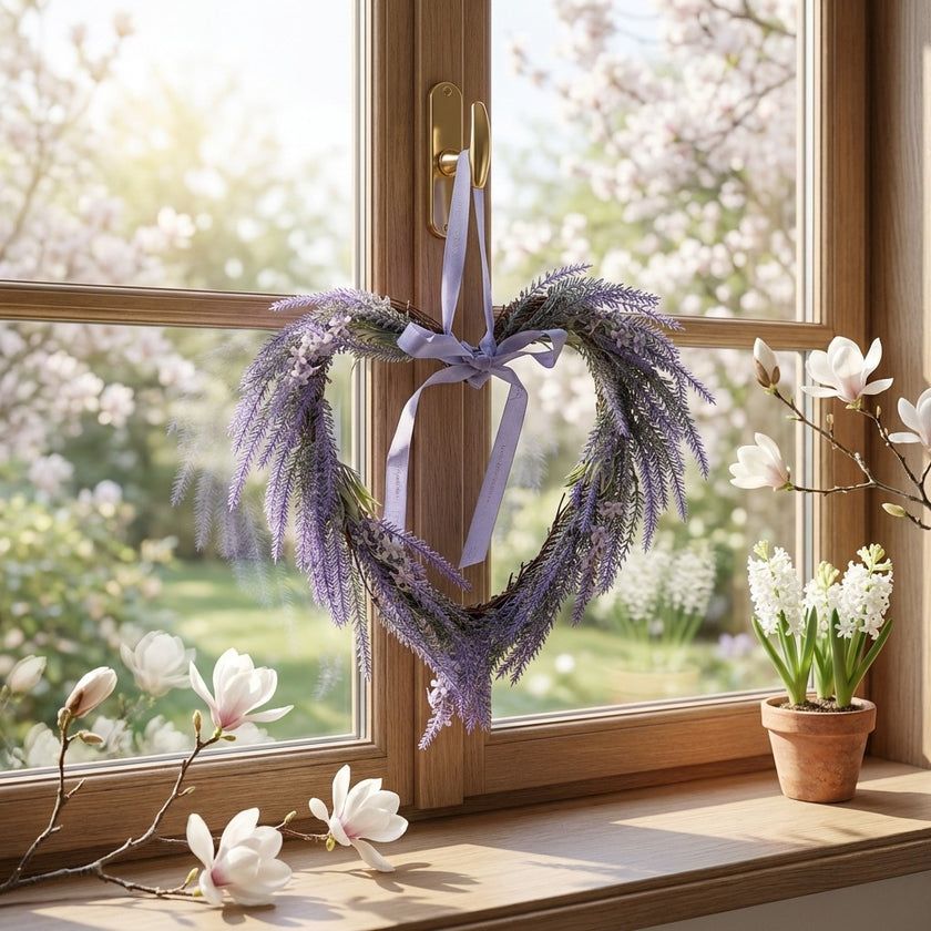 Coroniță decorativă inimă cu lavandă 38cm