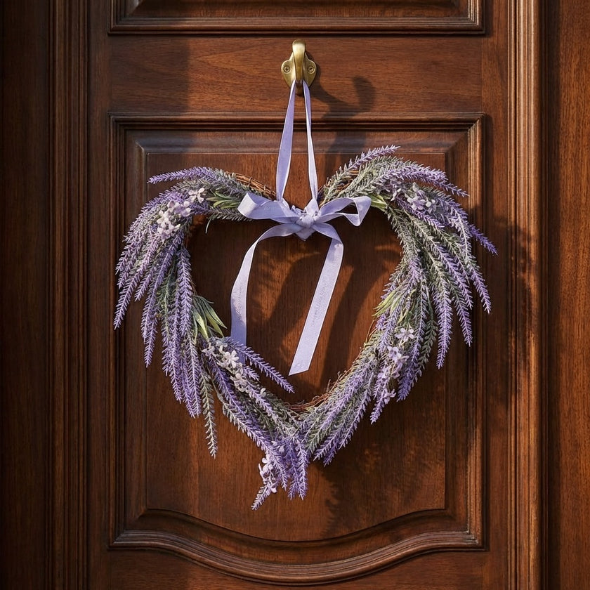 Coroniță decorativă inimă cu lavandă 38cm