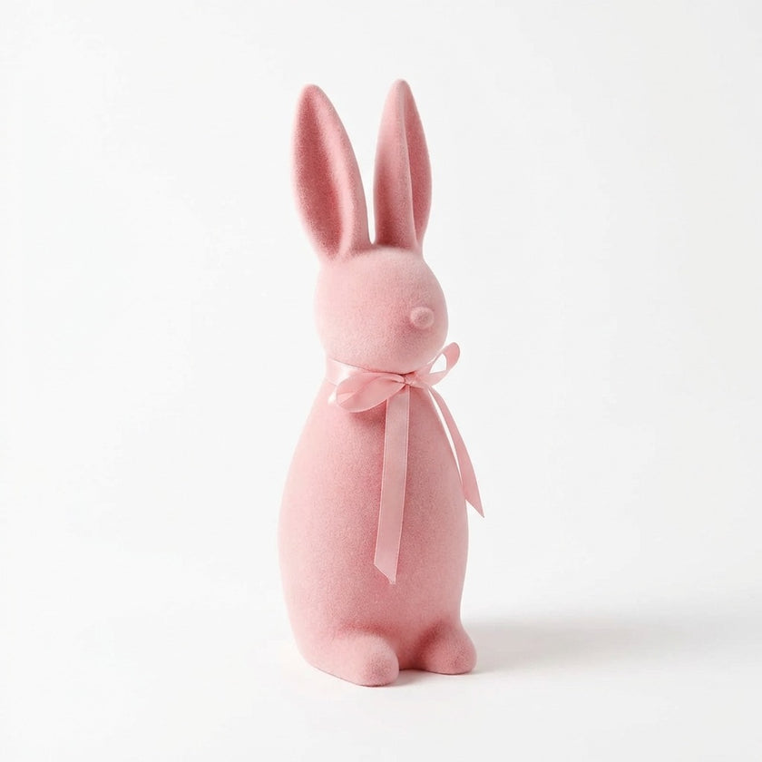 Iepuraș de Paște roz catifelat 30cm