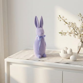 Iepuraș de Paște mov catifelat 30cm