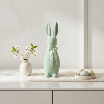 Iepuraș de Paște verde catifelat 30cm