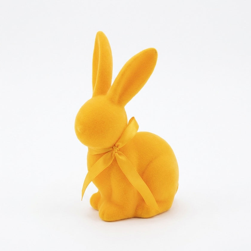 Iepuraș de Paște galben catifelat 19cm