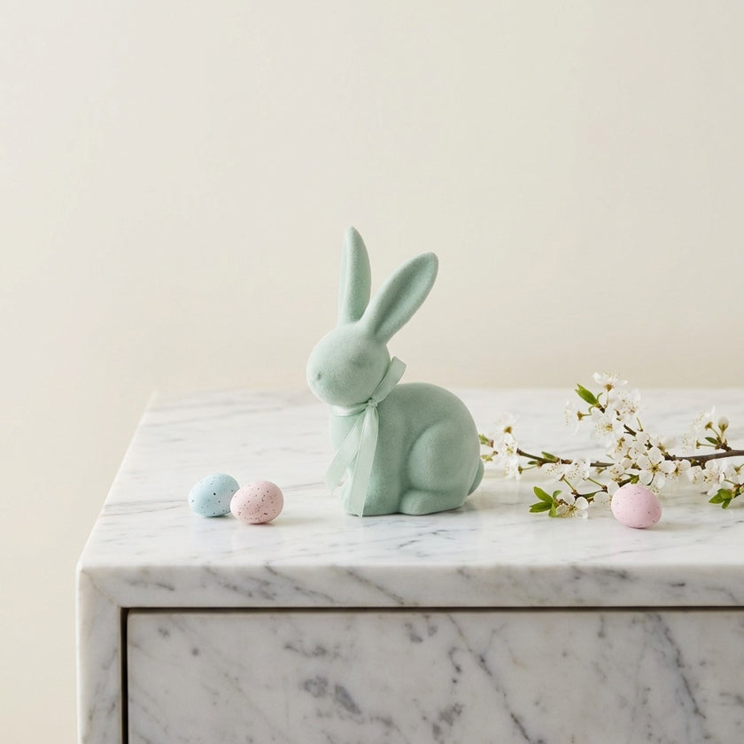 Iepuraș de Paște verde catifelat 19cm